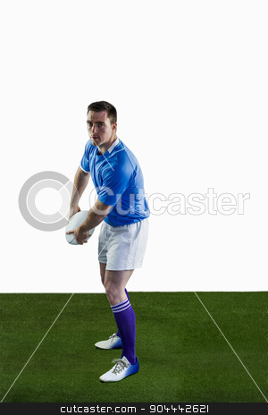 To use this stock image in your creative project, please select the size you need over to the right and click the "Add to Cart" button.
Your downloaded image will come with the Cutcaster watermark removed so don’t worry about the watermark you see on this page. Rugby player about to throw a rugby ball stock photo, Rugbyman about to throw a rugby ball on a white background by Wavebreak Media