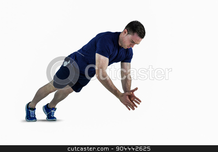 To use this stock image in your creative project, please select the size you need over to the right and click the "Add to Cart" button.
Your downloaded image will come with the Cutcaster watermark removed so don’t worry about the watermark you see on this page. A fit man doing clapping hands push ups stock photo, A fit man doing clapping hands push ups on a white background by Wavebreak Media