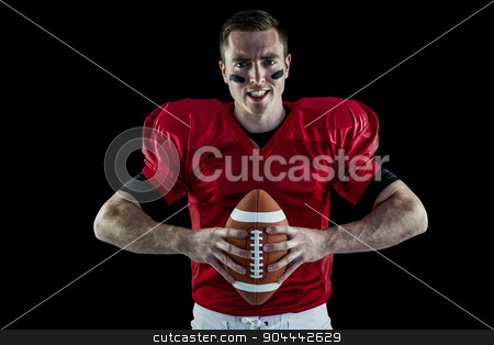 To use this stock image in your creative project, please select the size you need over to the right and click the "Add to Cart" button.
Your downloaded image will come with the Cutcaster watermark removed so don’t worry about the watermark you see on this page. American football player holding a ball stock photo, Portrait of a determined american football player holding a ball by Wavebreak Media