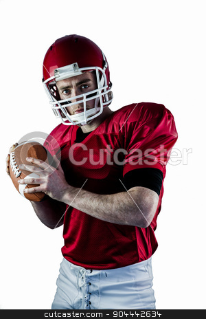 To use this stock image in your creative project, please select the size you need over to the right and click the "Add to Cart" button.
Your downloaded image will come with the Cutcaster watermark removed so don’t worry about the watermark you see on this page. Portrait of american football player being about to throw footba stock photo, Portrait of american football player being about to throw football against white background by Wavebreak Media