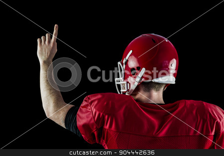 To use this stock image in your creative project, please select the size you need over to the right and click the "Add to Cart" button.
Your downloaded image will come with the Cutcaster watermark removed so don’t worry about the watermark you see on this page. Rear view of american football player triumphing stock photo, Rear view of american football player triumphing against black background by Wavebreak Media