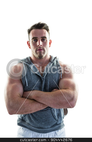 To use this stock image in your creative project, please select the size you need over to the right and click the "Add to Cart" button.
Your downloaded image will come with the Cutcaster watermark removed so don’t worry about the watermark you see on this page. Handsome bodybuilder with arms crossed stock photo, Handsome bodybuilder with arms crossed on white background by Wavebreak Media