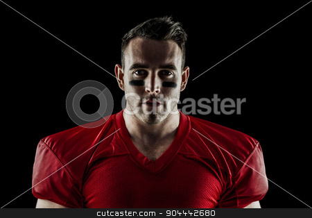 To use this stock image in your creative project, please select the size you need over to the right and click the "Add to Cart" button.
Your downloaded image will come with the Cutcaster watermark removed so don’t worry about the watermark you see on this page. American football player looking at camera stock photo, American football player looking at camera on black background by Wavebreak Media