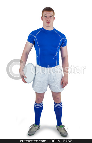 To use this stock image in your creative project, please select the size you need over to the right and click the "Add to Cart" button.
Your downloaded image will come with the Cutcaster watermark removed so don’t worry about the watermark you see on this page. Rugby player holding a rugby ball stock photo, Portrait of a rugby player holding a rugby ball by Wavebreak Media
