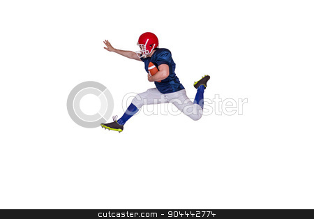 To use this stock image in your creative project, please select the size you need over to the right and click the "Add to Cart" button.
Your downloaded image will come with the Cutcaster watermark removed so don’t worry about the watermark you see on this page. American football player jumping with the ball stock photo, American football player jumping with the ball on a white background by Wavebreak Media
