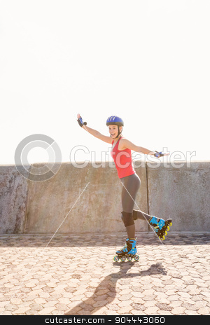 To use this stock image in your creative project, please select the size you need over to the right and click the "Add to Cart" button.
Your downloaded image will come with the Cutcaster watermark removed so don’t worry about the watermark you see on this page. Carefree sporty blonde skating stock photo, Carefree sporty blonde skating at promenade by Wavebreak Media