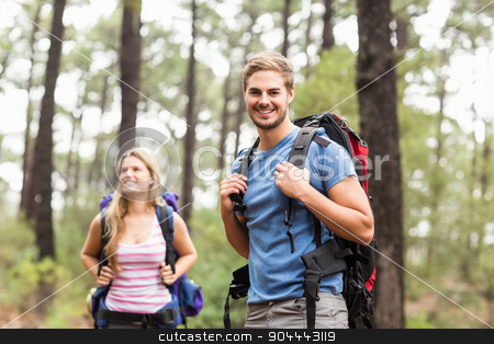To use this stock image in your creative project, please select the size you need over to the right and click the "Add to Cart" button.
Your downloaded image will come with the Cutcaster watermark removed so don’t worry about the watermark you see on this page. Young happy hiker couple stock photo, Young happy hiker couple in the nature by Wavebreak Media