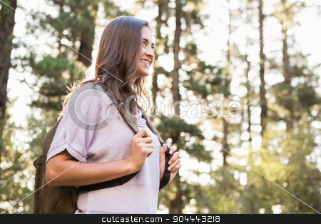To use this stock image in your creative project, please select the size you need over to the right and click the "Add to Cart" button.
Your downloaded image will come with the Cutcaster watermark removed so don’t worry about the watermark you see on this page. Pretty brunette hiker holding rucksack stock photo, Pretty brunette hiker holding rucksack in the nature by Wavebreak Media