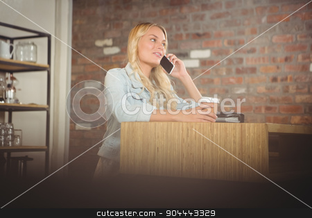 To use this stock image in your creative project, please select the size you need over to the right and click the "Add to Cart" button.
Your downloaded image will come with the Cutcaster watermark removed so don’t worry about the watermark you see on this page. Pretty blonde phoning and holding take-away cup stock photo, Pretty blonde phoning and holding take-away cup at coffee shop by Wavebreak Media