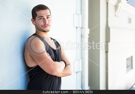 To use this stock image in your creative project, please select the size you need over to the right and click the "Add to Cart" button.
Your downloaded image will come with the Cutcaster watermark removed so don’t worry about the watermark you see on this page. A handsome athlete arm crossed stock photo, A handsome athlete arm crossed on a sunny day by Wavebreak Media