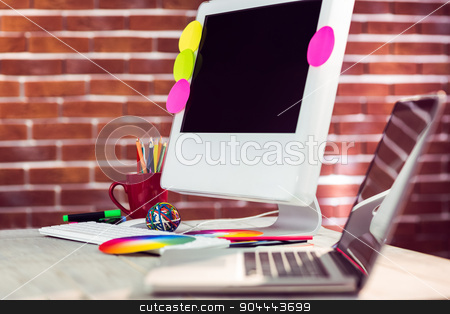 To use this stock image in your creative project, please select the size you need over to the right and click the "Add to Cart" button.
Your downloaded image will come with the Cutcaster watermark removed so don’t worry about the watermark you see on this page. Close up view of creative workplace stock photo, Close up view of creative workplace against red brick background by Wavebreak Media