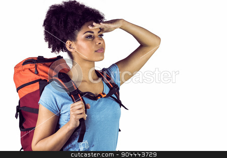 To use this stock image in your creative project, please select the size you need over to the right and click the "Add to Cart" button.
Your downloaded image will come with the Cutcaster watermark removed so don’t worry about the watermark you see on this page. Young woman with backpack looking away stock photo, Young woman with backpack looking away against a white background by Wavebreak Media