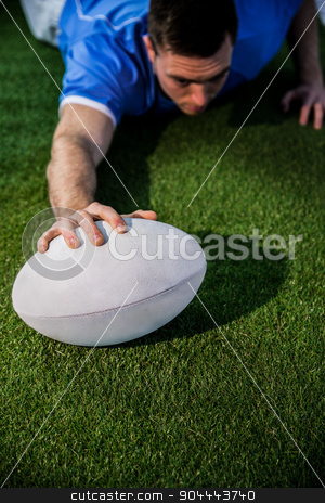 To use this stock image in your creative project, please select the size you need over to the right and click the "Add to Cart" button.
Your downloaded image will come with the Cutcaster watermark removed so don’t worry about the watermark you see on this page. A rugby player scoring a try stock photo, A determined rugby player scoring a try on the grass by Wavebreak Media