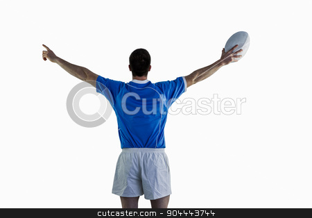 To use this stock image in your creative project, please select the size you need over to the right and click the "Add to Cart" button.
Your downloaded image will come with the Cutcaster watermark removed so don’t worry about the watermark you see on this page. Rugby player gesturing with hands stock photo, Rugby player gesturing with hands and holding a rugby ball by Wavebreak Media