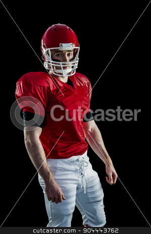 To use this stock image in your creative project, please select the size you need over to the right and click the "Add to Cart" button.
Your downloaded image will come with the Cutcaster watermark removed so don’t worry about the watermark you see on this page. Portrait of american football player wearing his helmet stock photo, Portrait of american football player wearing his helmet against black background by Wavebreak Media