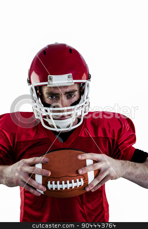 To use this stock image in your creative project, please select the size you need over to the right and click the "Add to Cart" button.
Your downloaded image will come with the Cutcaster watermark removed so don’t worry about the watermark you see on this page. Portrait of focused american football player stock photo, Portrait of focused american football player against white background by Wavebreak Media