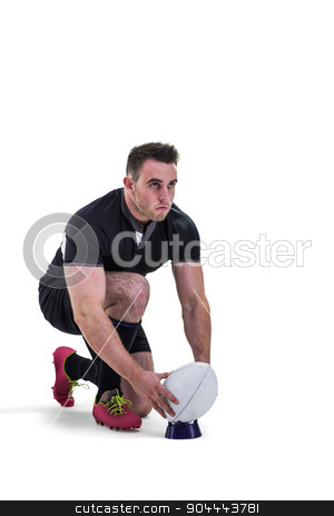 To use this stock image in your creative project, please select the size you need over to the right and click the "Add to Cart" button.
Your downloaded image will come with the Cutcaster watermark removed so don’t worry about the watermark you see on this page. Rugby player getting ready to kick ball stock photo, Rugby player getting ready to kick ball on white background by Wavebreak Media