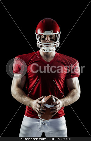 To use this stock image in your creative project, please select the size you need over to the right and click the "Add to Cart" button.
Your downloaded image will come with the Cutcaster watermark removed so don’t worry about the watermark you see on this page. American football player holding ball stock photo, American football player holding ball on black background by Wavebreak Media