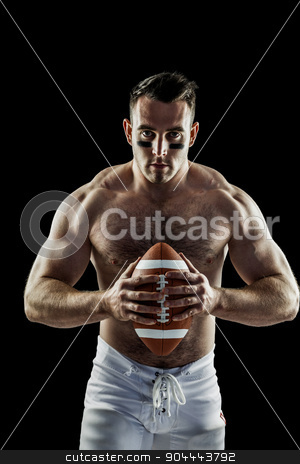 To use this stock image in your creative project, please select the size you need over to the right and click the "Add to Cart" button.
Your downloaded image will come with the Cutcaster watermark removed so don’t worry about the watermark you see on this page. Shirtless American football player with ball stock photo, Shirtless American football player with ball on black background by Wavebreak Media