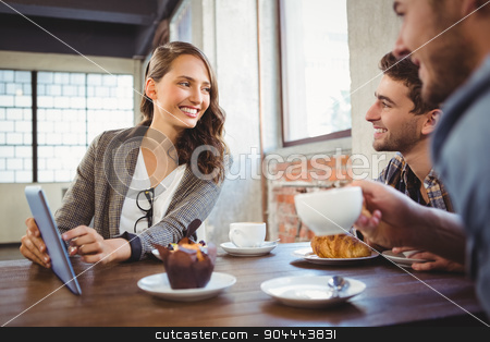 To use this stock image in your creative project, please select the size you need over to the right and click the "Add to Cart" button.
Your downloaded image will come with the Cutcaster watermark removed so don’t worry about the watermark you see on this page. Smiling friends using tablet computer together stock photo, Smiling friends using tablet computer together at coffee shop by Wavebreak Media