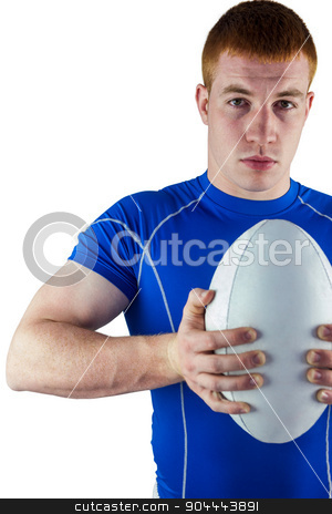 To use this stock image in your creative project, please select the size you need over to the right and click the "Add to Cart" button.
Your downloaded image will come with the Cutcaster watermark removed so don’t worry about the watermark you see on this page. Rugby player holding rugby ball stock photo, Portrait of a rugby player holding rugby ball on a white background by Wavebreak Media