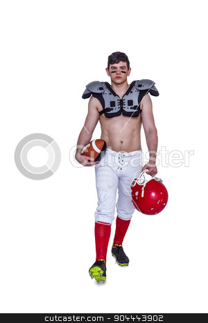 To use this stock image in your creative project, please select the size you need over to the right and click the "Add to Cart" button.
Your downloaded image will come with the Cutcaster watermark removed so don’t worry about the watermark you see on this page. American football player walking with a ball and helmet stock photo, American football player walking with a ball and helmet on a white background by Wavebreak Media