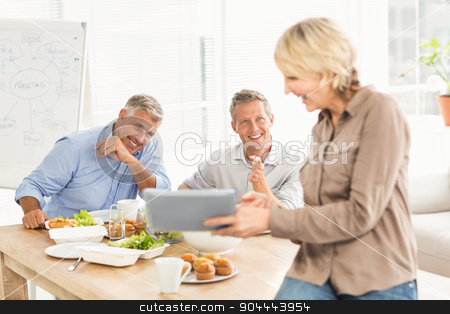 To use this stock image in your creative project, please select the size you need over to the right and click the "Add to Cart" button.
Your downloaded image will come with the Cutcaster watermark removed so don’t worry about the watermark you see on this page. Casual business people looking at camera stock photo, Casual business people looking at camera in office by Wavebreak Media