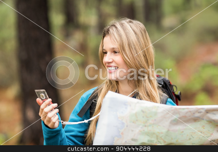 To use this stock image in your creative project, please select the size you need over to the right and click the "Add to Cart" button.
Your downloaded image will come with the Cutcaster watermark removed so don’t worry about the watermark you see on this page. Young pretty hiker using compass and map stock photo, Young pretty hiker using compass and map in the nature by Wavebreak Media