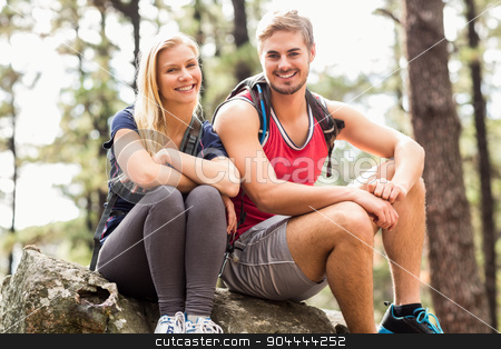To use this stock image in your creative project, please select the size you need over to the right and click the "Add to Cart" button.
Your downloaded image will come with the Cutcaster watermark removed so don’t worry about the watermark you see on this page. Young happy hiker couple looking at camera stock photo, Young happy hiker couple looking at camera in the nature by Wavebreak Media