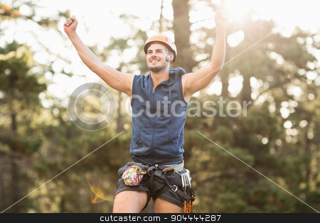 To use this stock image in your creative project, please select the size you need over to the right and click the "Add to Cart" button.
Your downloaded image will come with the Cutcaster watermark removed so don’t worry about the watermark you see on this page. Handsome young hiker looking away and cheering stock photo, Handsome young hiker looking away and cheering in the nature by Wavebreak Media