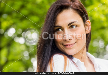 To use this stock image in your creative project, please select the size you need over to the right and click the "Add to Cart" button.
Your downloaded image will come with the Cutcaster watermark removed so don’t worry about the watermark you see on this page. Beautiful brunette in the park stock photo, Beautiful brunette in the park on a sunny day by Wavebreak Media