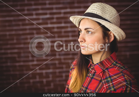 To use this stock image in your creative project, please select the size you need over to the right and click the "Add to Cart" button.
Your downloaded image will come with the Cutcaster watermark removed so don’t worry about the watermark you see on this page. Beautiful hipster in check shirt stock photo, Beautiful hipster in check shirt on red brick background by Wavebreak Media