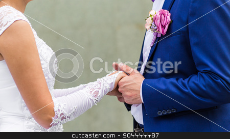 To use this stock image in your creative project, please select the size you need over to the right and click the "Add to Cart" button.
Your downloaded image will come with the Cutcaster watermark removed so don’t worry about the watermark you see on this page. wedding theme, holding hands newlyweds stock photo, wedding theme, bride and groom holding hands by Satura86