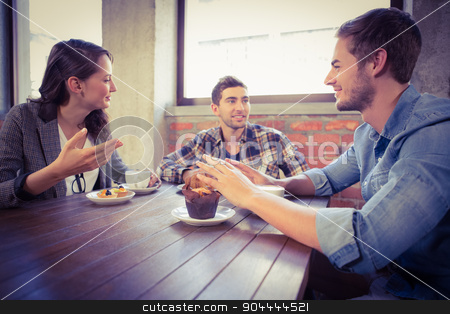 To use this stock image in your creative project, please select the size you need over to the right and click the "Add to Cart" button.
Your downloaded image will come with the Cutcaster watermark removed so don’t worry about the watermark you see on this page. Smiling friends talking and enjoying coffee stock photo, Smiling friends talking and enjoying coffee at coffee shop by Wavebreak Media