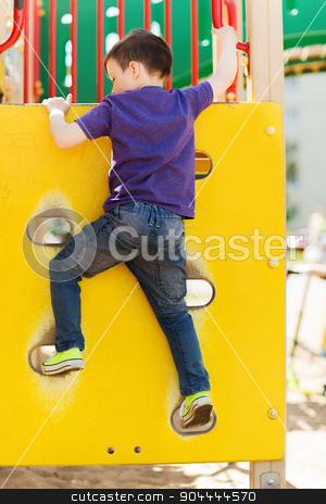 To use this stock image in your creative project, please select the size you need over to the right and click the "Add to Cart" button.
Your downloaded image will come with the Cutcaster watermark removed so don’t worry about the watermark you see on this page. happy little boy climbing on children playground stock photo, summer, childhood, leisure and people concept - happy little boy on children playground climbing frame from back by Syda Productions