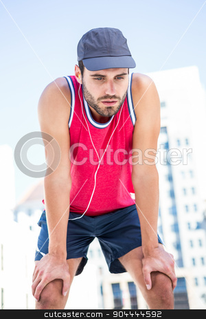 To use this stock image in your creative project, please select the size you need over to the right and click the "Add to Cart" button.
Your downloaded image will come with the Cutcaster watermark removed so don’t worry about the watermark you see on this page. Exhausted athlete leaning forward after an effort stock photo, Exhausted athlete leaning forward after an effort on a sunny day by Wavebreak Media