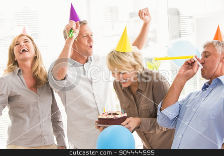 To use this stock image in your creative project, please select the size you need over to the right and click the "Add to Cart" button.
Your downloaded image will come with the Cutcaster watermark removed so don’t worry about the watermark you see on this page. Casual business people celebrating birthday and having fun stock photo, Casual business people celebrating birthday and having fun in the office by Wavebreak Media
