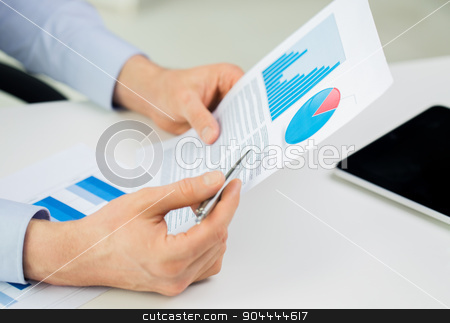 To use this stock image in your creative project, please select the size you need over to the right and click the "Add to Cart" button.
Your downloaded image will come with the Cutcaster watermark removed so don’t worry about the watermark you see on this page. close up of businessman hands with charts stock photo, business, people and statistics concept - close up of businessman hands with chart and pen at office by Syda Productions