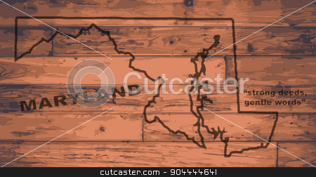 To use this stock image in your creative project, please select the size you need over to the right and click the "Add to Cart" button.
Your downloaded image will come with the Cutcaster watermark removed so don’t worry about the watermark you see on this page. Maryland Map Brand stock vector clipart, Maryland state map brand on wooden boards with map outline and state motto by Kotto