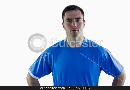 To use this stock image in your creative project, please select the size you need over to the right and click the "Add to Cart" button.
Your downloaded image will come with the Cutcaster watermark removed so don’t worry about the watermark you see on this page. Rugby player with hands on hips stock photo, Portrait of a serious rugby player with hands on hips by Wavebreak Media