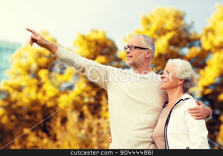 To use this stock image in your creative project, please select the size you need over to the right and click the "Add to Cart" button.
Your downloaded image will come with the Cutcaster watermark removed so don’t worry about the watermark you see on this page. senior couple hugging in park stock photo, family, age, tourism, travel and people concept - senior couple hugging and pointing finger in park by Syda Productions