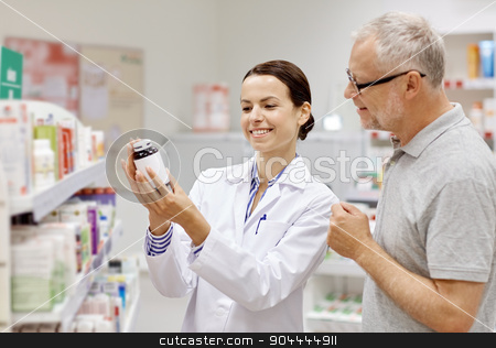 To use this stock image in your creative project, please select the size you need over to the right and click the "Add to Cart" button.
Your downloaded image will come with the Cutcaster watermark removed so don’t worry about the watermark you see on this page. pharmacist showing drug to senior man at pharmacy stock photo, medicine, pharmaceutics, health care and people concept - happy pharmacist showing drug to senior man customer at drugstore by Syda Productions