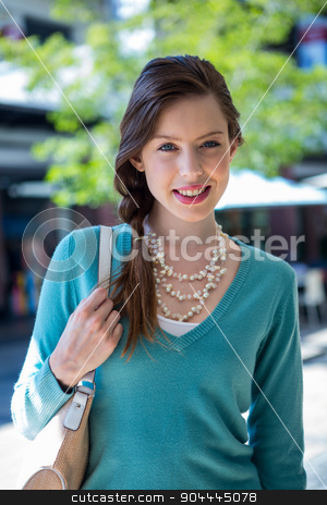 To use this stock image in your creative project, please select the size you need over to the right and click the "Add to Cart" button.
Your downloaded image will come with the Cutcaster watermark removed so don’t worry about the watermark you see on this page. Brunette smiling at camera in mall stock photo, Brunette smiling at camera in mall on a sunny day by Wavebreak Media