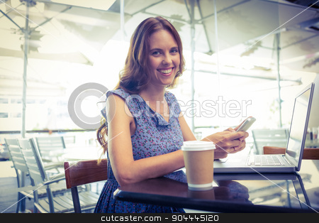To use this stock image in your creative project, please select the size you need over to the right and click the "Add to Cart" button.
Your downloaded image will come with the Cutcaster watermark removed so don’t worry about the watermark you see on this page. Pretty brunette using her laptop stock photo, Pretty brunette using her laptop in a coffee shop by Wavebreak Media