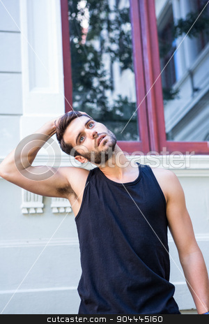 To use this stock image in your creative project, please select the size you need over to the right and click the "Add to Cart" button.
Your downloaded image will come with the Cutcaster watermark removed so don’t worry about the watermark you see on this page. Handsome athlete stretching his head stock photo, Handsome athlete stretching his head in the city by Wavebreak Media