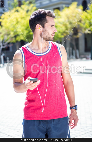 To use this stock image in your creative project, please select the size you need over to the right and click the "Add to Cart" button.
Your downloaded image will come with the Cutcaster watermark removed so don’t worry about the watermark you see on this page. Handsome athlete sending a text stock photo, Handsome athlete sending a text while looking away on a sunny day by Wavebreak Media