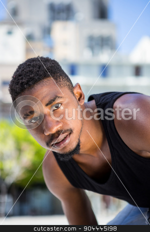 To use this stock image in your creative project, please select the size you need over to the right and click the "Add to Cart" button.
Your downloaded image will come with the Cutcaster watermark removed so don’t worry about the watermark you see on this page. Portrait of an handsome athlete stock photo, Portrait of an handsome athlete on a sunny day by Wavebreak Media