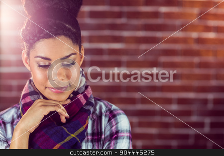 To use this stock image in your creative project, please select the size you need over to the right and click the "Add to Cart" button.
Your downloaded image will come with the Cutcaster watermark removed so don’t worry about the watermark you see on this page. A beautiful hipster lost in their thoughts stock photo, A beautiful hipster lost in their thoughts against a red brick wall by Wavebreak Media