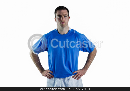 To use this stock image in your creative project, please select the size you need over to the right and click the "Add to Cart" button.
Your downloaded image will come with the Cutcaster watermark removed so don’t worry about the watermark you see on this page. Rugby player with hands on hips stock photo, Portrait of a serious rugby player with hands on hips by Wavebreak Media