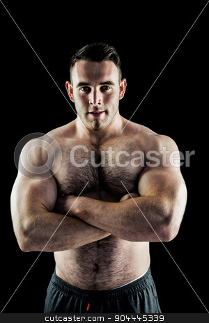 To use this stock image in your creative project, please select the size you need over to the right and click the "Add to Cart" button.
Your downloaded image will come with the Cutcaster watermark removed so don’t worry about the watermark you see on this page. Handsome bodybuilder with arms crossed stock photo, Handsome bodybuilder with arms crossed on black background by Wavebreak Media